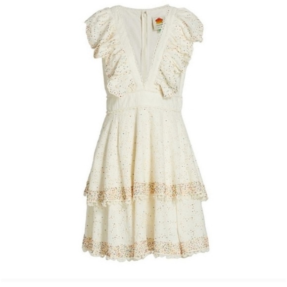 FARM Rio White Sleeveless Ruffled Mini Dress - Picture 2 of 2